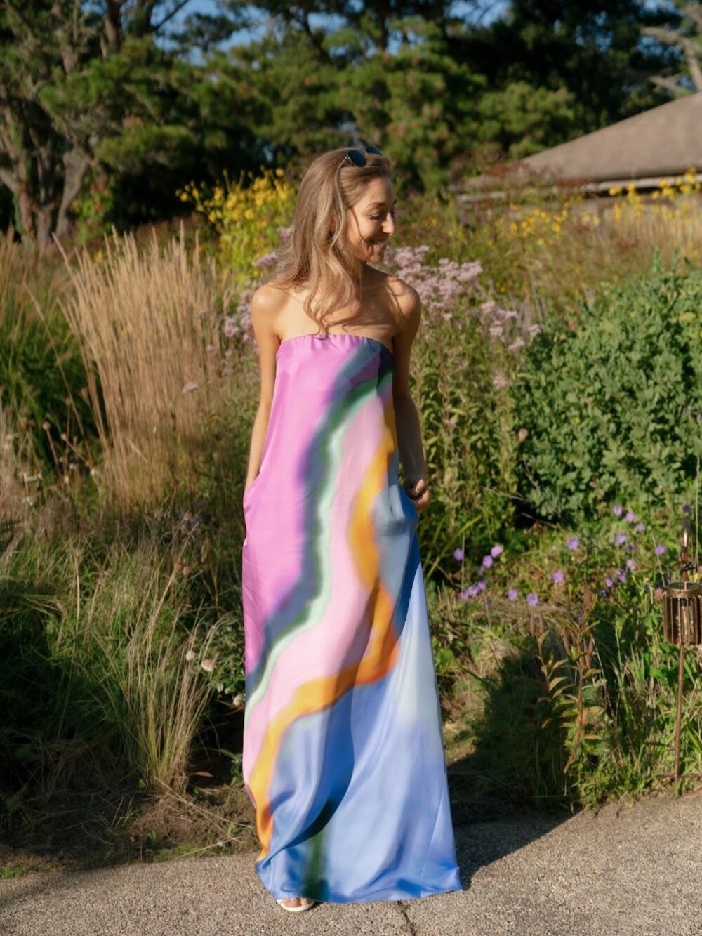 Christopher Esber Aura Strapless Dress in Multicolor Silk (hard to find!)